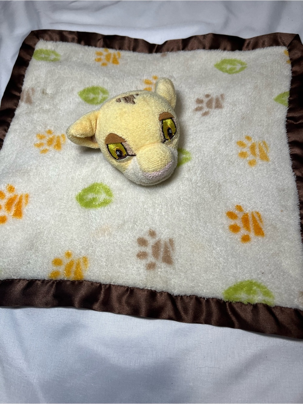 DISNEY BABY Nala The Lion King Lovey Plush Satin Trim Paw Prints Leaves